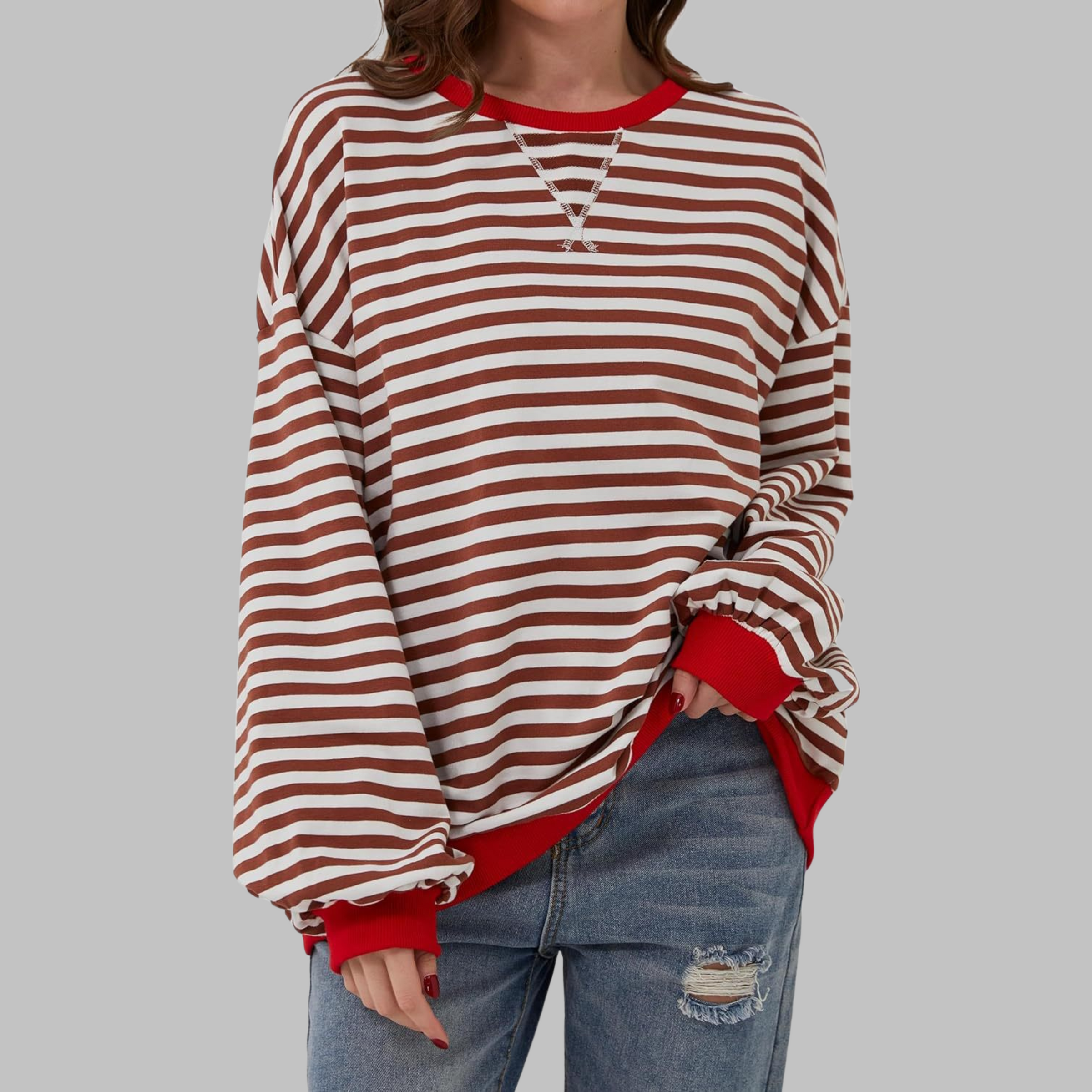 LUKA | Casual Long Sleeve Round Neck Striped Shirt