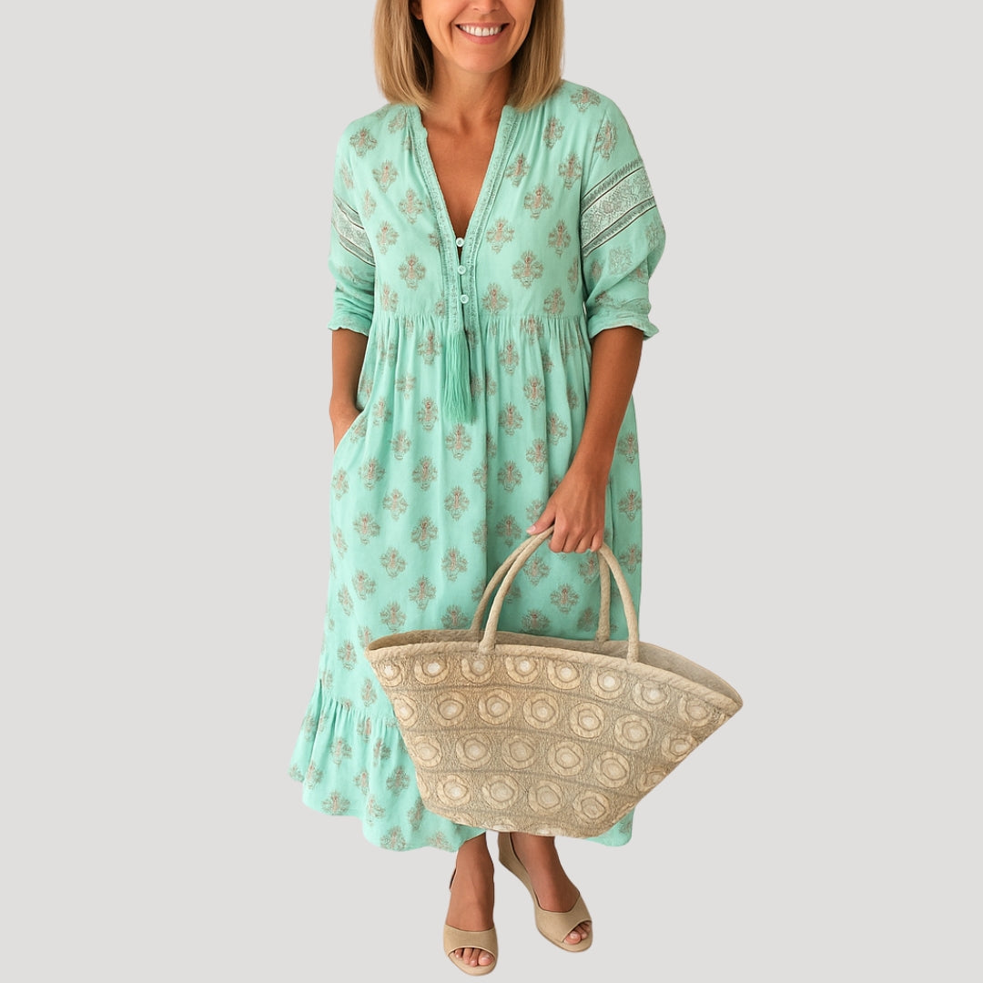 Women's summer midi dress –  beach style with pockets