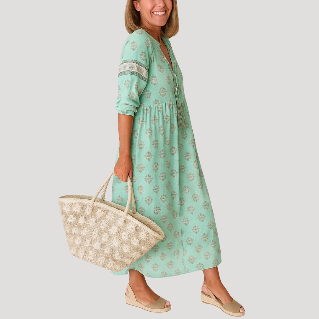 Women's summer midi dress –  beach style with pockets