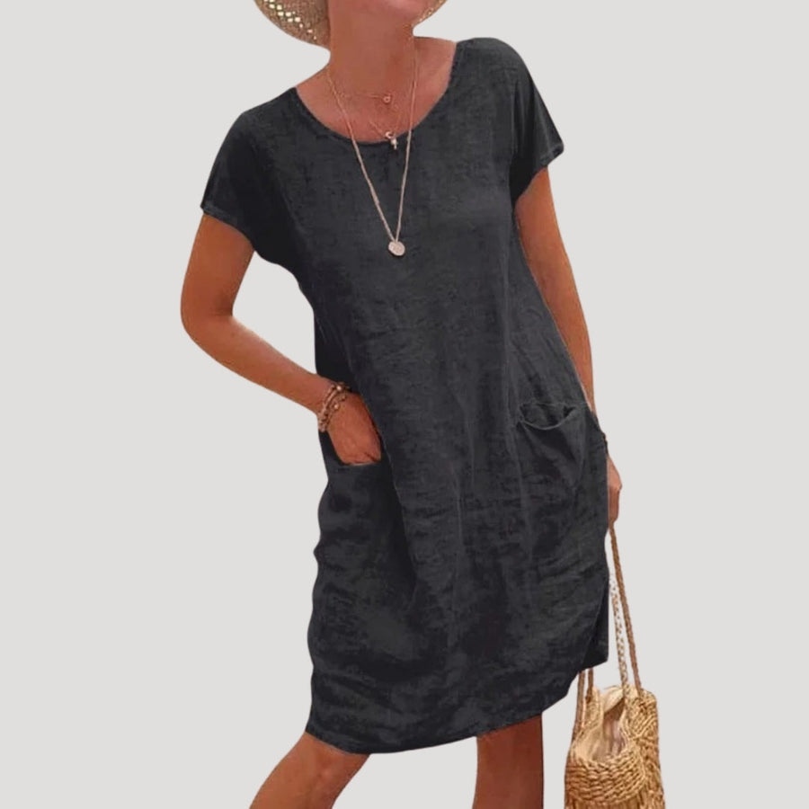 Women’s midi summer dress short sleeve casual