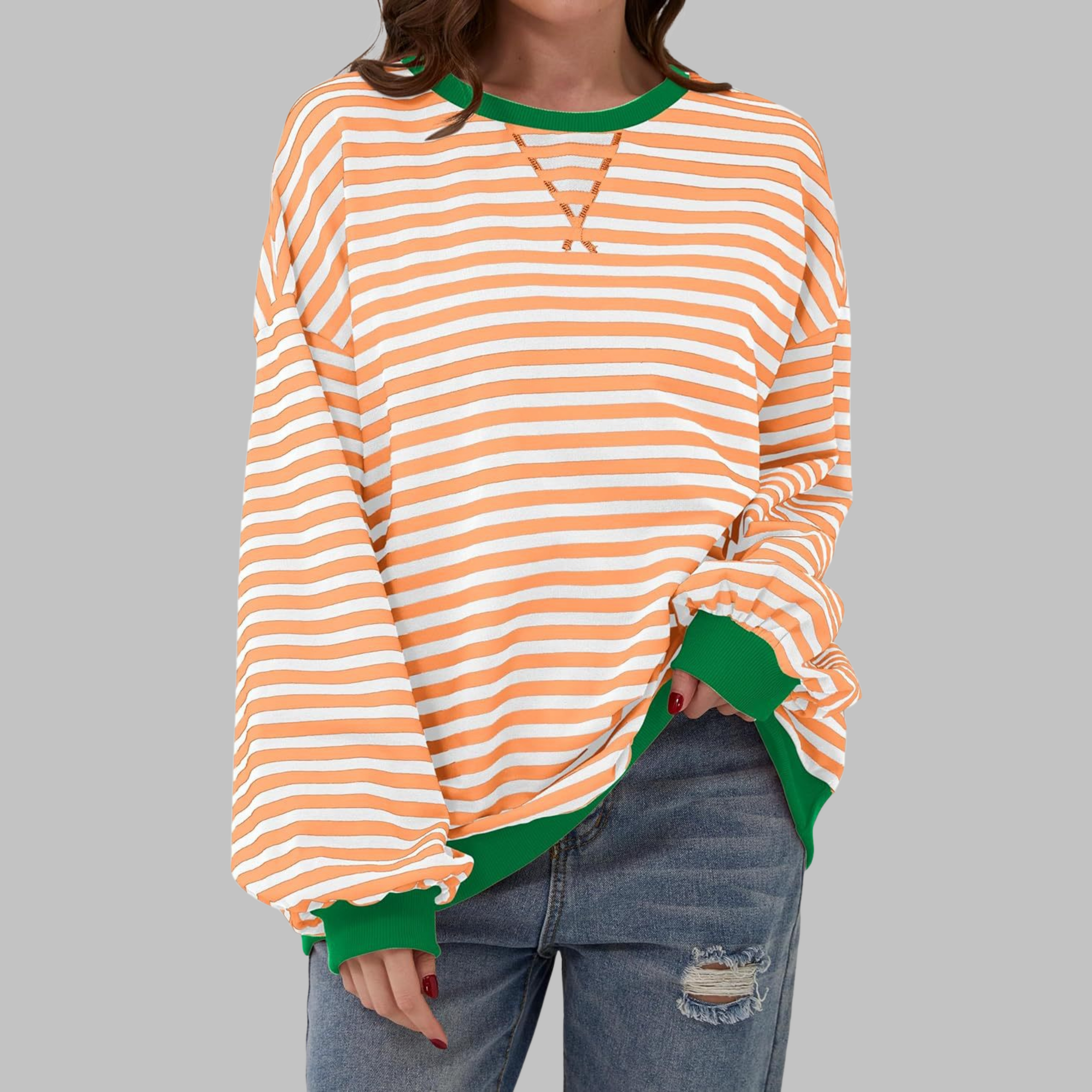 LUKA | Casual Long Sleeve Round Neck Striped Shirt