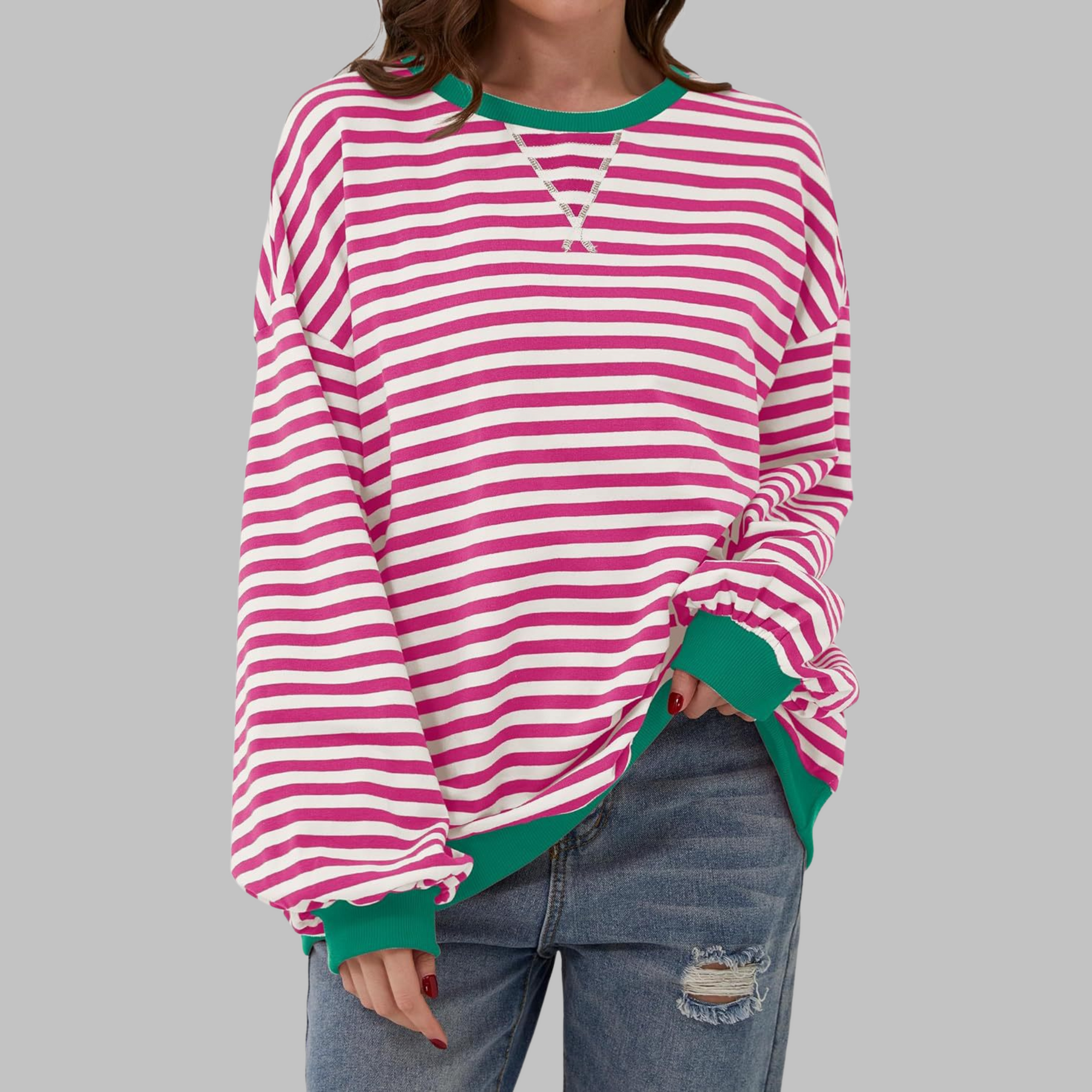 LUKA | Casual Long Sleeve Round Neck Striped Shirt