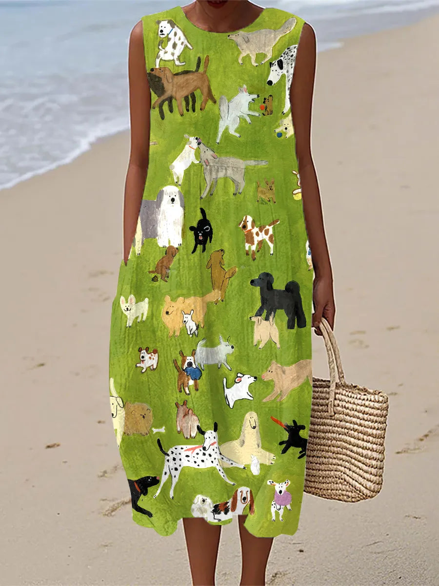 Isabella | Midi Dress Dog Art