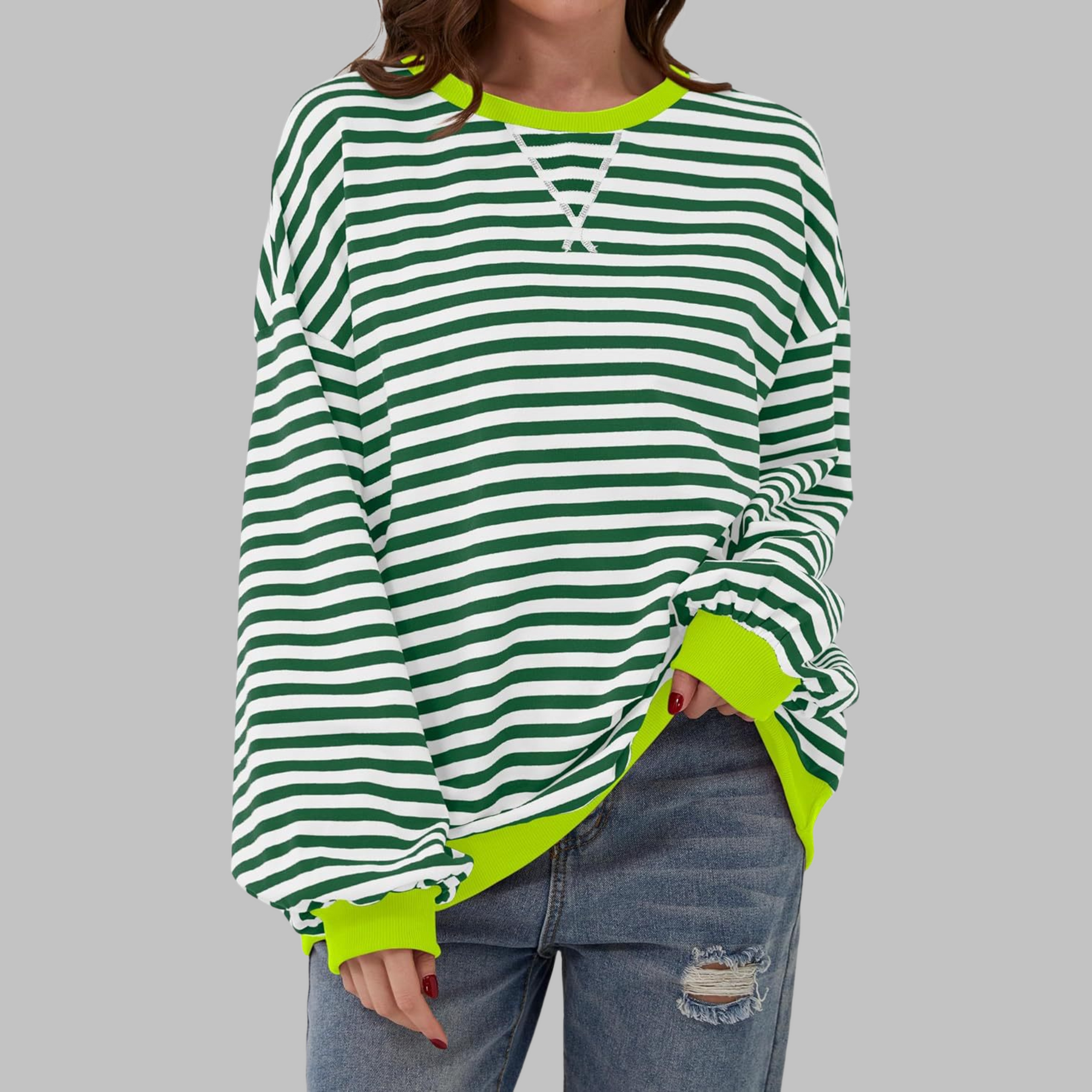 LUKA | Casual Long Sleeve Round Neck Striped Shirt