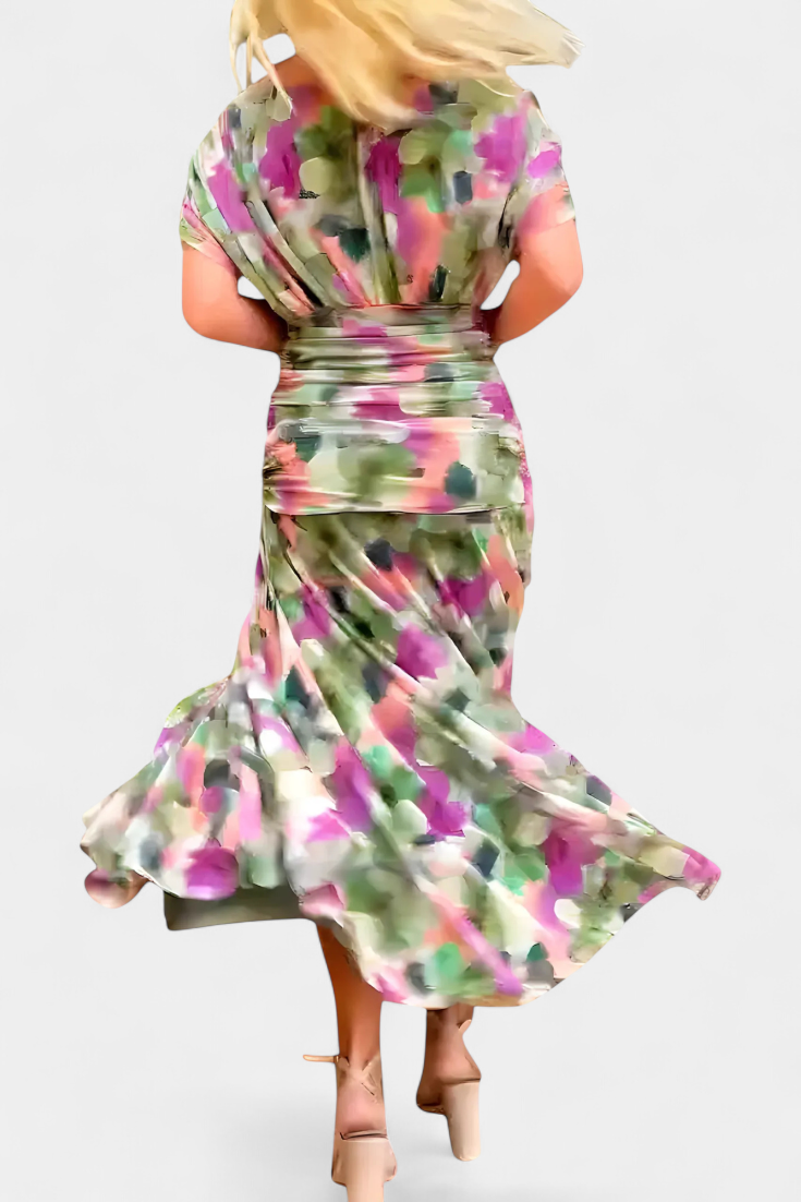 Elowen | Long floral dress with V-neck