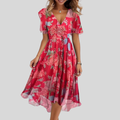 Jade | Floral Midi Dress with V-Neck and Flutter Sleeves