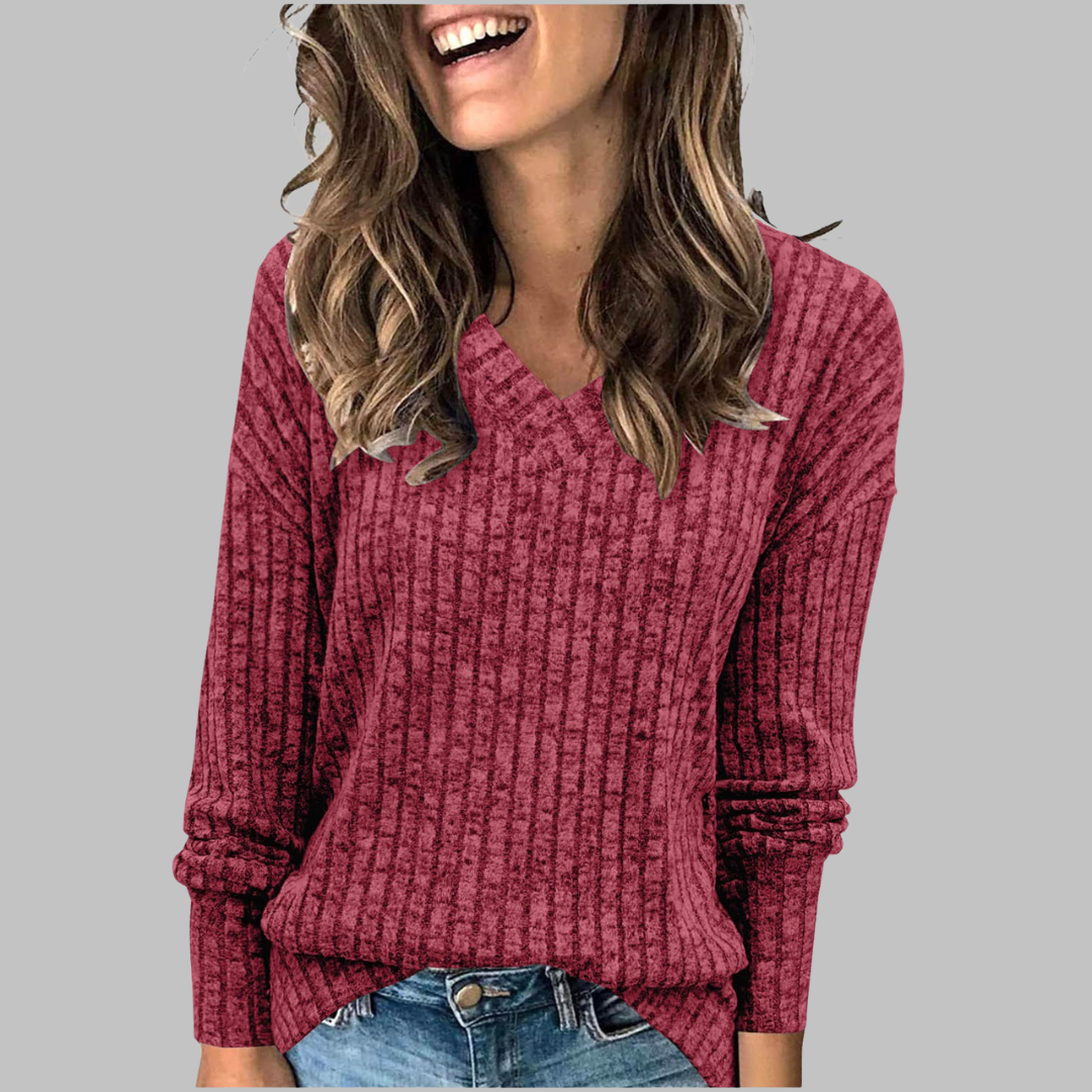 DERI | Comfy V-Neck Long Sleeve Top