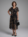 Adria | Abstract Midi Dress with Short Sleeves