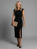 Tesalia | Structured Midi Dress with Sleeveless Front Opening
