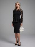 Paloma | Fitted Midi Dress with Lace Sleeves
