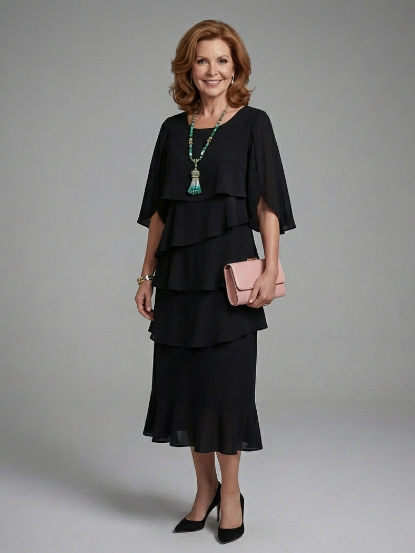 Maelis | Midi Dress with Layered Sleeves
