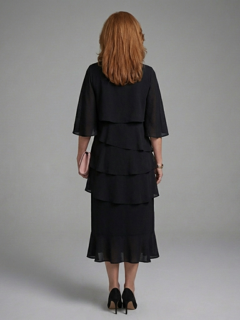 Maelis | Midi Dress with Layered Sleeves