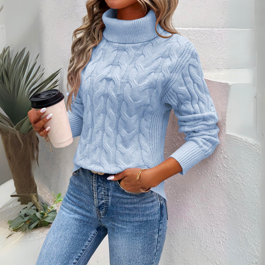 Giorgia Cable Knit Roll Neck Jumper Ladies Winter