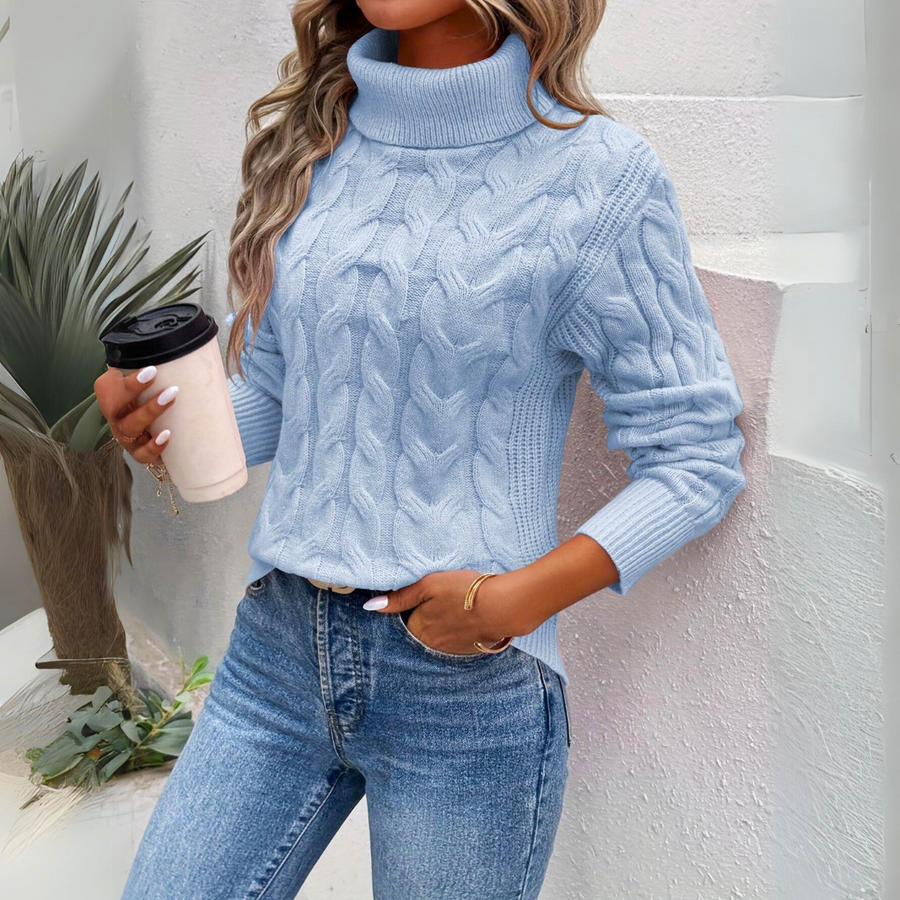 Giorgia Cable Knit Roll Neck Jumper Ladies Winter