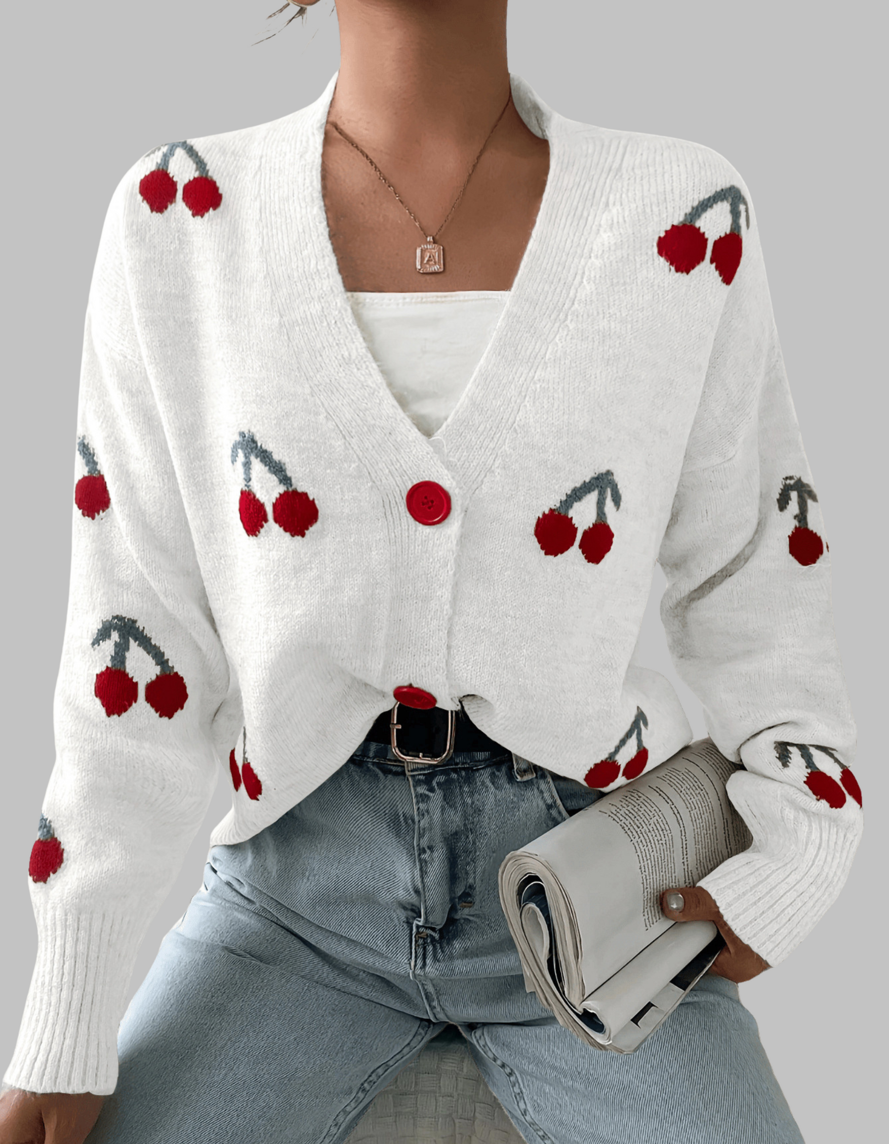 RASHA | Chic Button Front Long Sleeve Cardigan