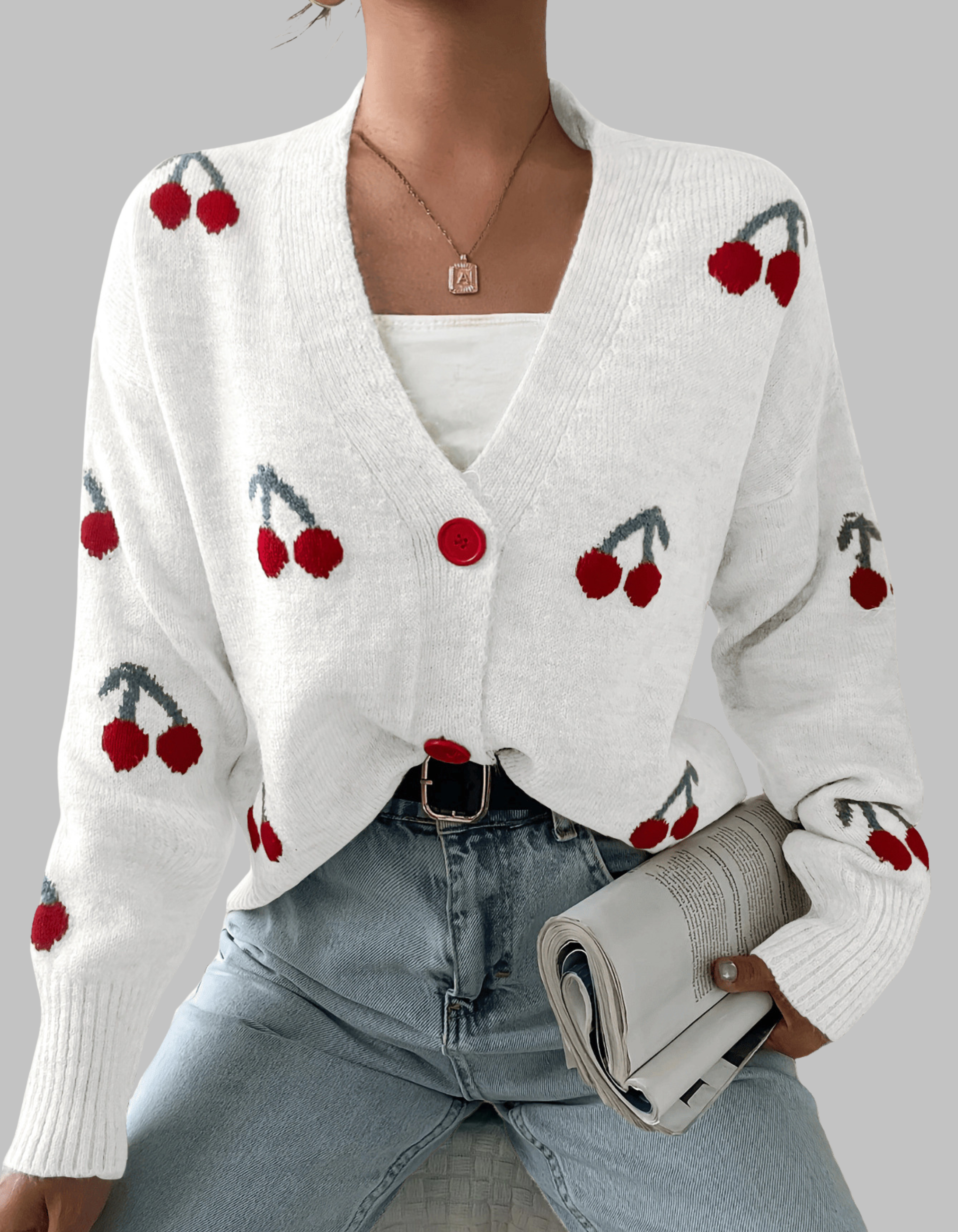 RASHA | Chic Button Front Long Sleeve Cardigan