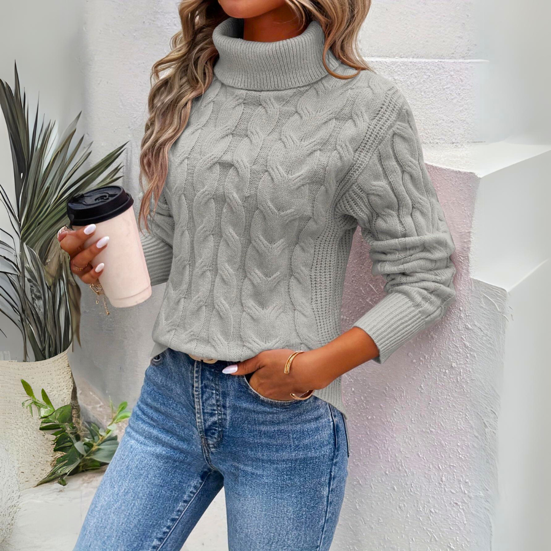 Giorgia Cable Knit Roll Neck Jumper Ladies Winter