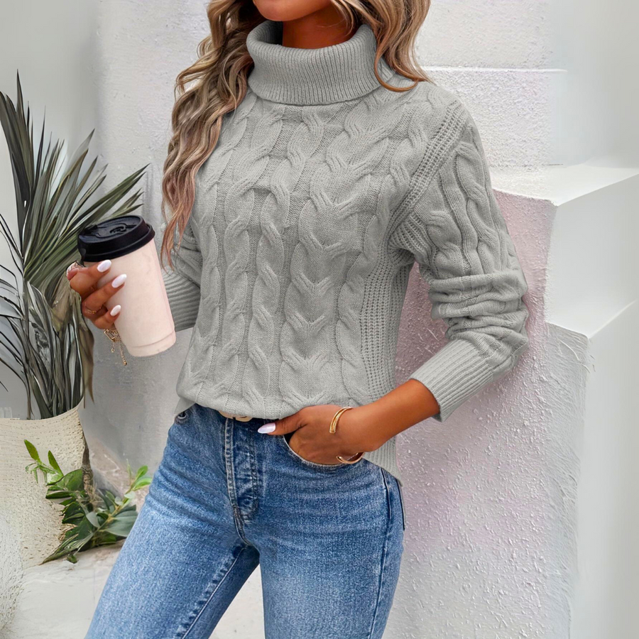 Giorgia Cable Knit Roll Neck Jumper Ladies Winter