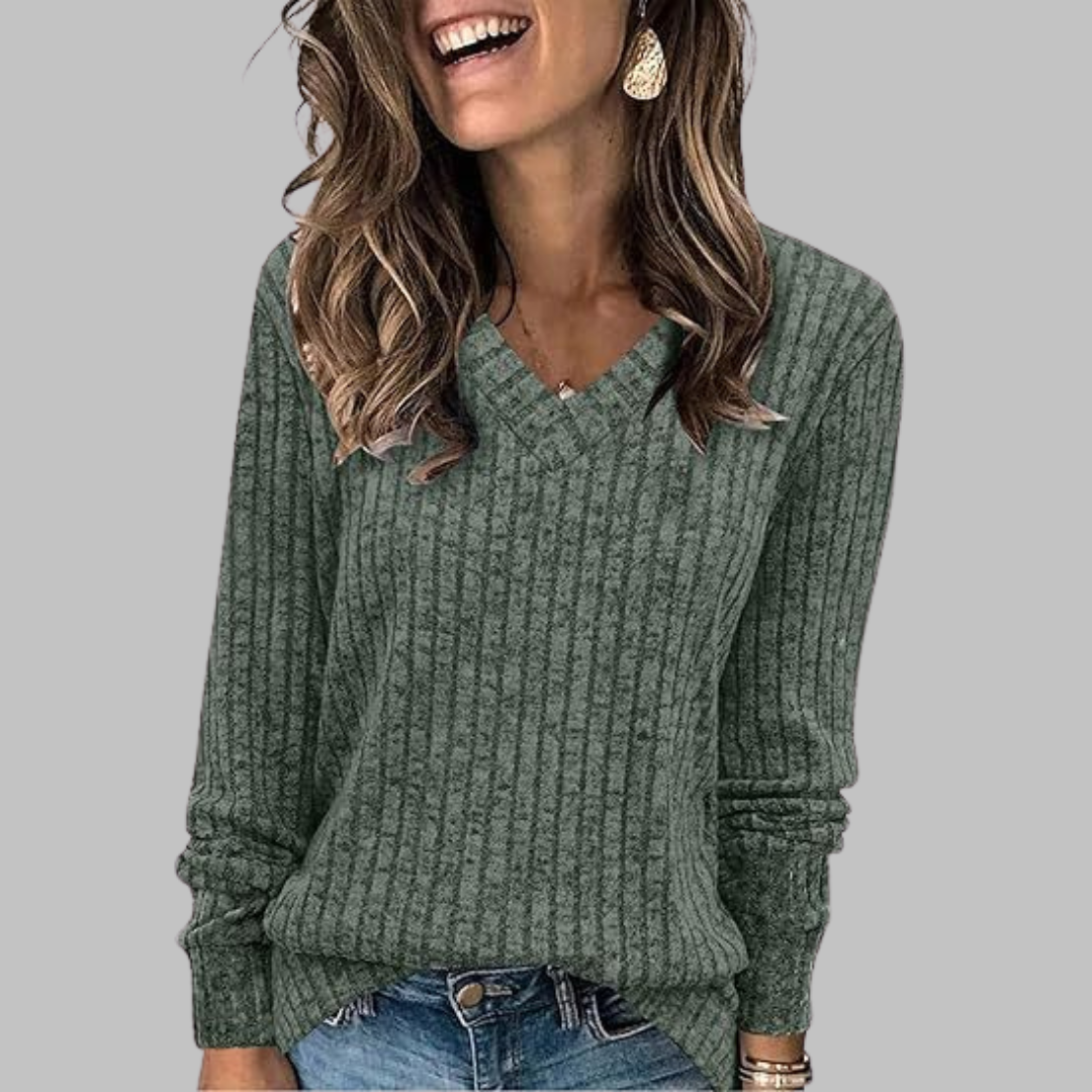 DERI | Comfy V-Neck Long Sleeve Top