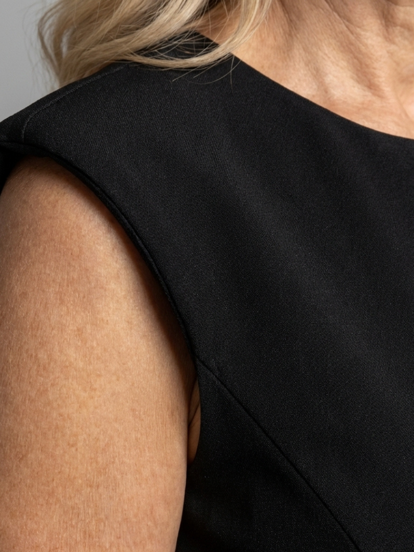 Tesalia | Structured Midi Dress with Sleeveless Front Opening