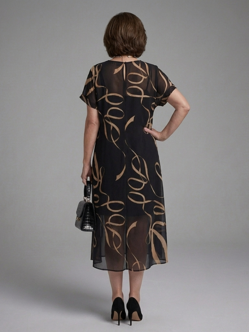 Adria | Abstract Midi Dress with Short Sleeves