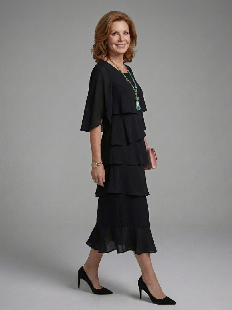 Maelis | Midi Dress with Layered Sleeves