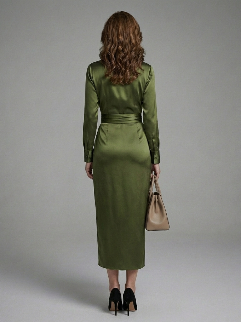 Odessa | Midi Dress with Long Sleeves and Collar