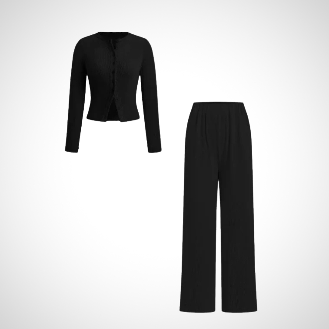 COLY | Comfy Button Front Long Sleeve Top and Pants Set