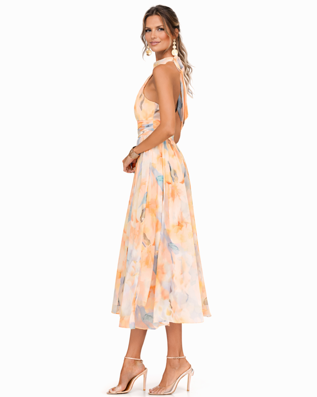 MARLOWE | Halter Maxi Dress Sculpting Fit Artful Summer Style