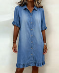 Billie | Shirt Dress with Ruffle Cuffs and Ruffle Hem