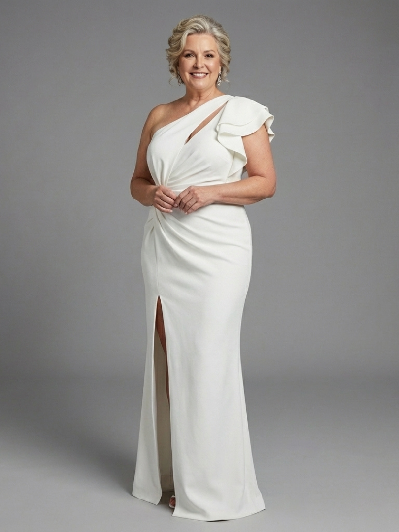 Quenelle | Maxi Dress with One Shoulder and Ruffles