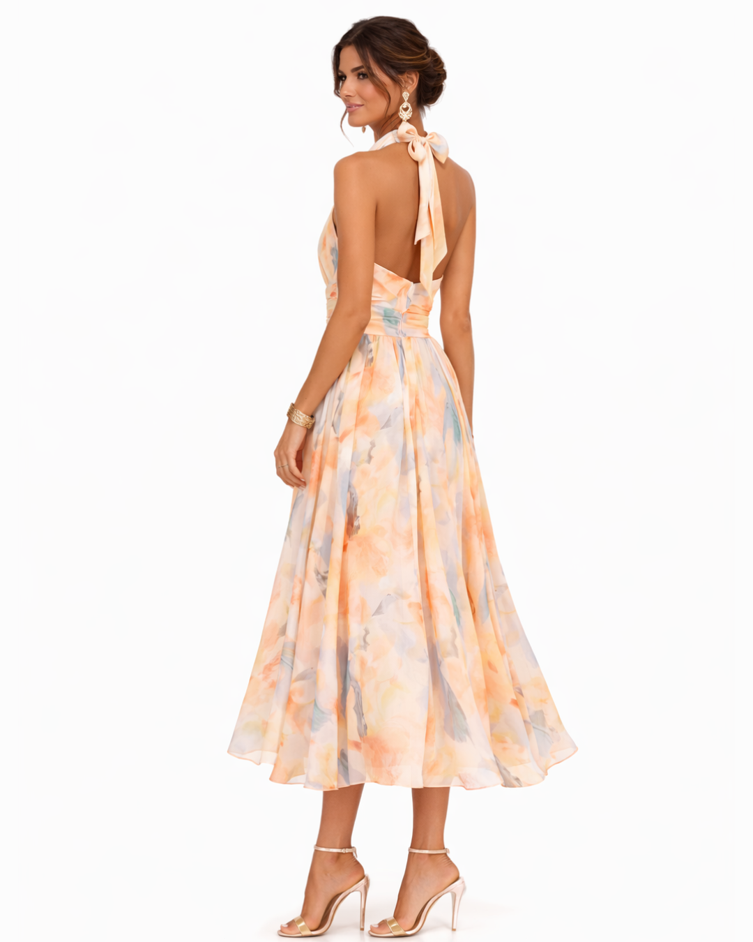 MARLOWE | Halter Maxi Dress Sculpting Fit Artful Summer Style