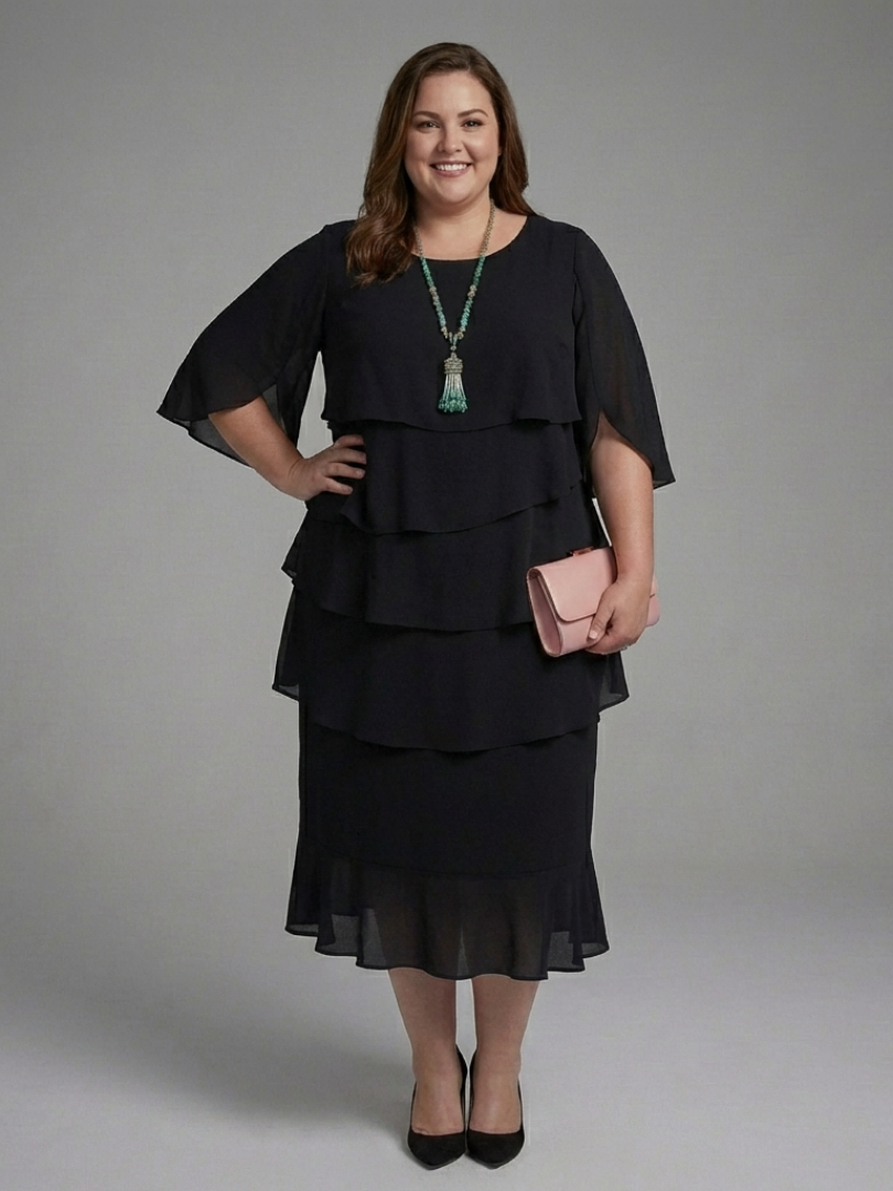 Maelis | Midi Dress with Layered Sleeves