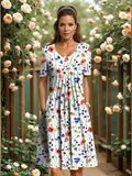 Willow | Floral Midi Dress with Empire Waist and Side Pockets