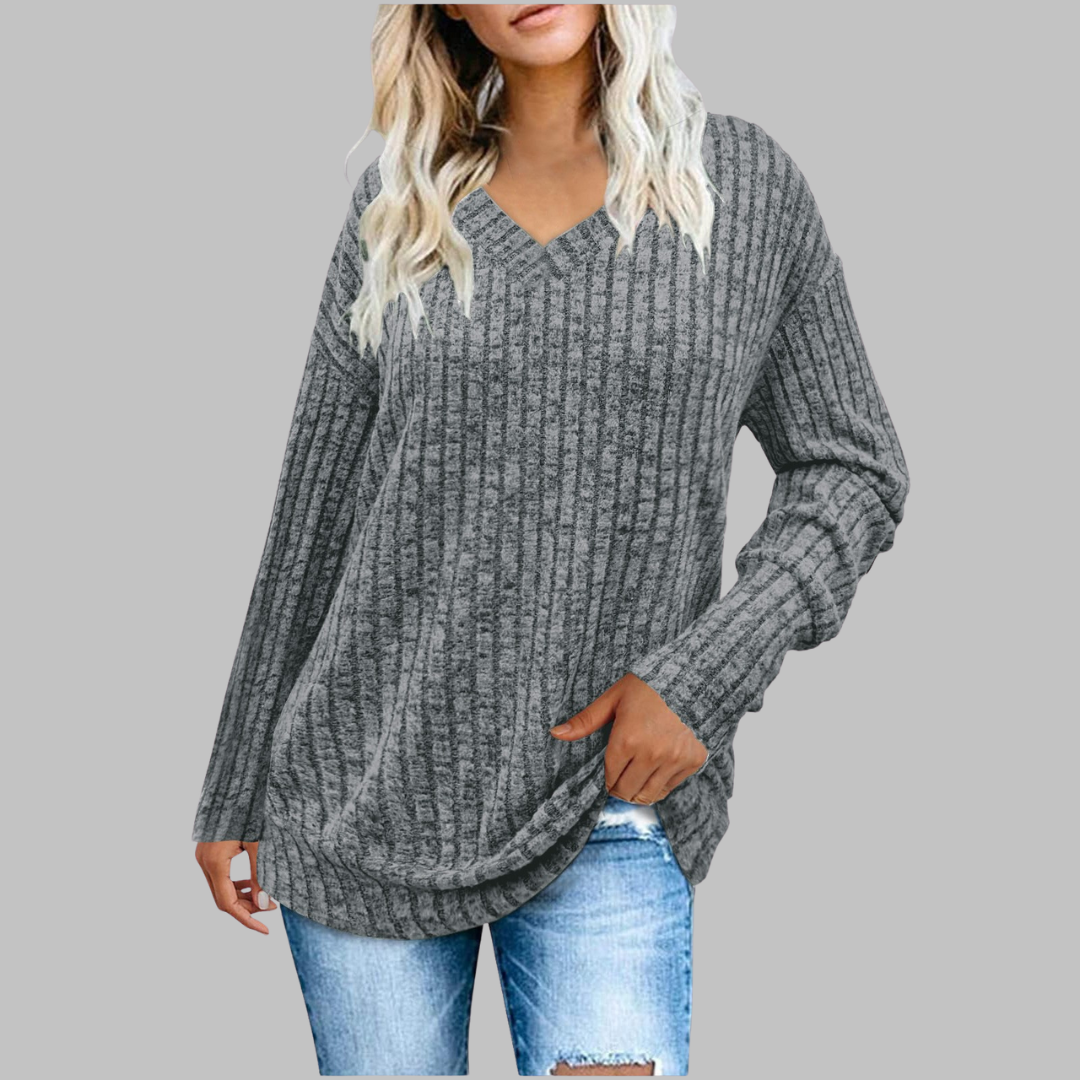 DERI | Comfy V-Neck Long Sleeve Top