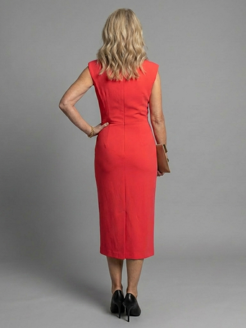 Tesalia | Structured Midi Dress with Sleeveless Front Opening