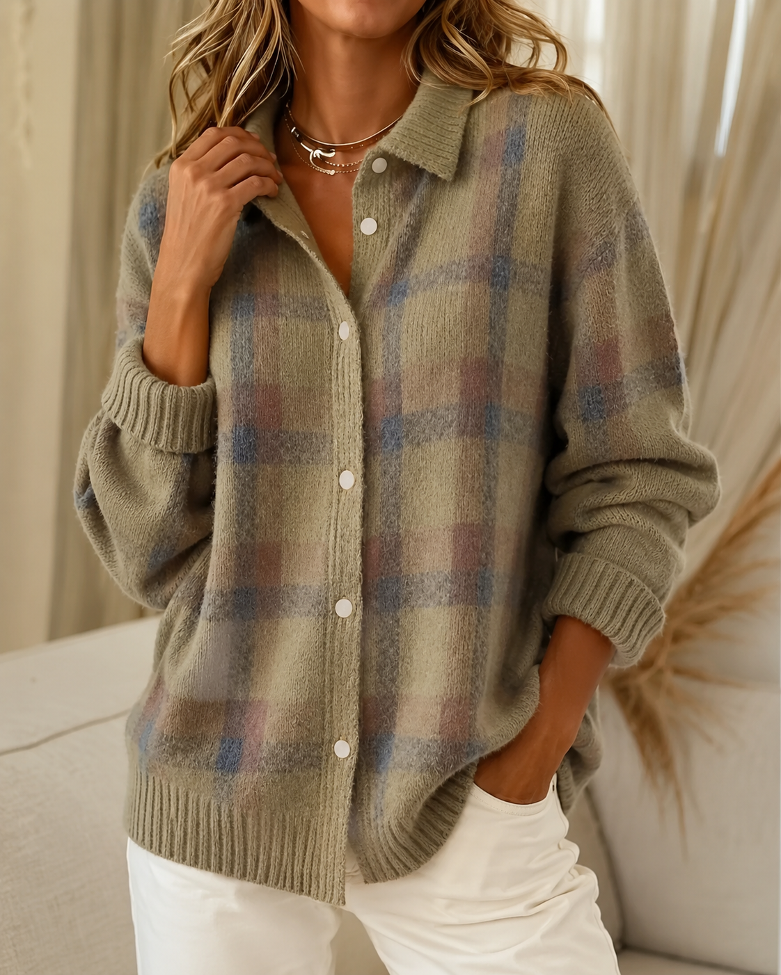Tesa | Checked Knitted Cardigan