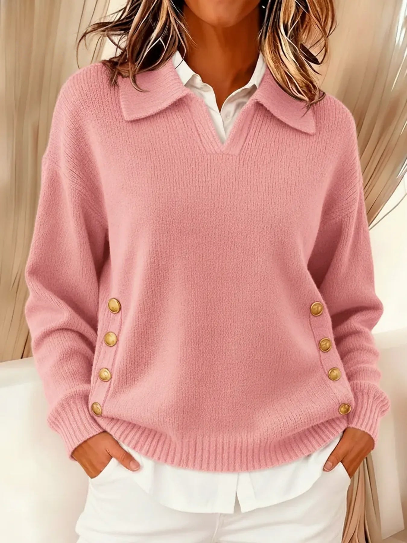 Vynette | V-Neck Sweater with Collar