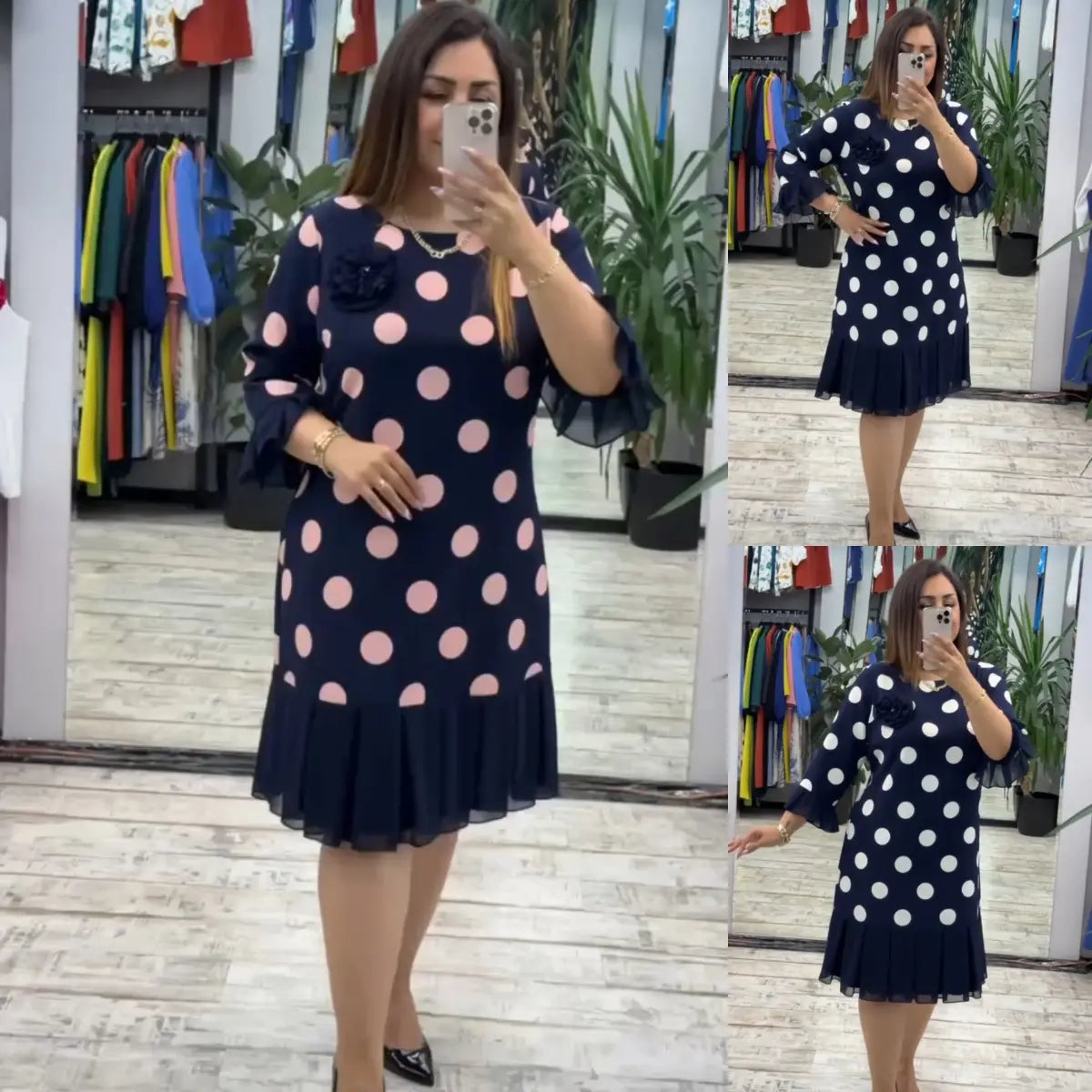 Palerine | Pleated Polka Dot Dress