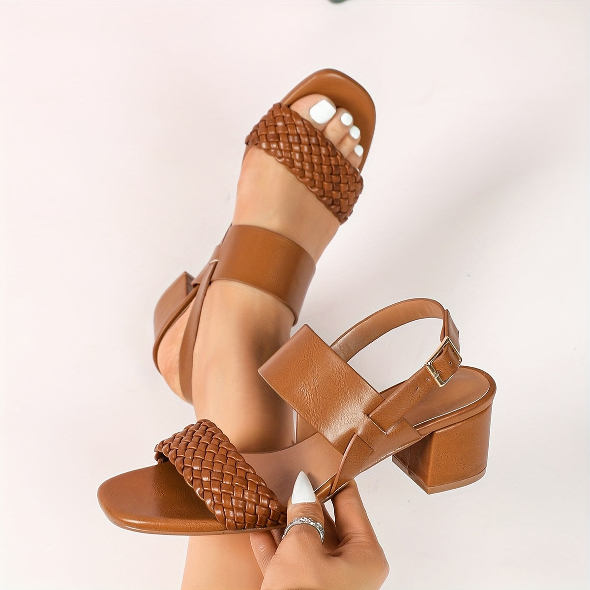 Cora | Woven Block Sandals