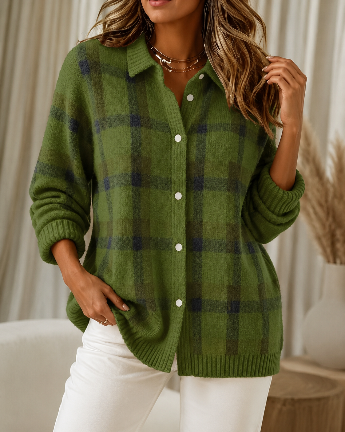 Tesa | Checked Knitted Cardigan