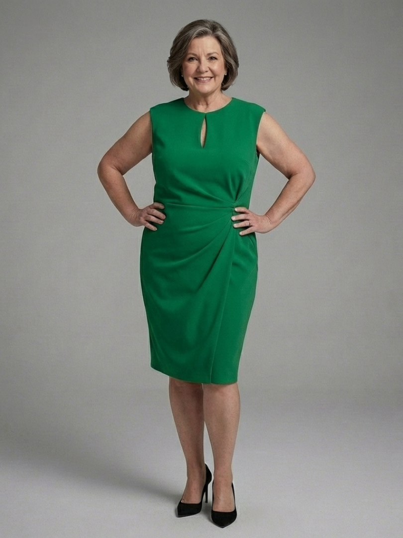Faelina | Sleeveless Midi Dress with Keyhole Detail