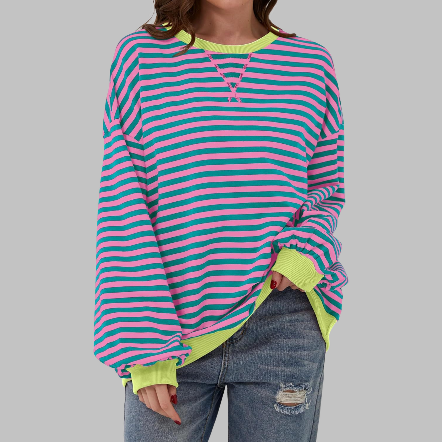 LUKA | Casual Long Sleeve Round Neck Striped Shirt