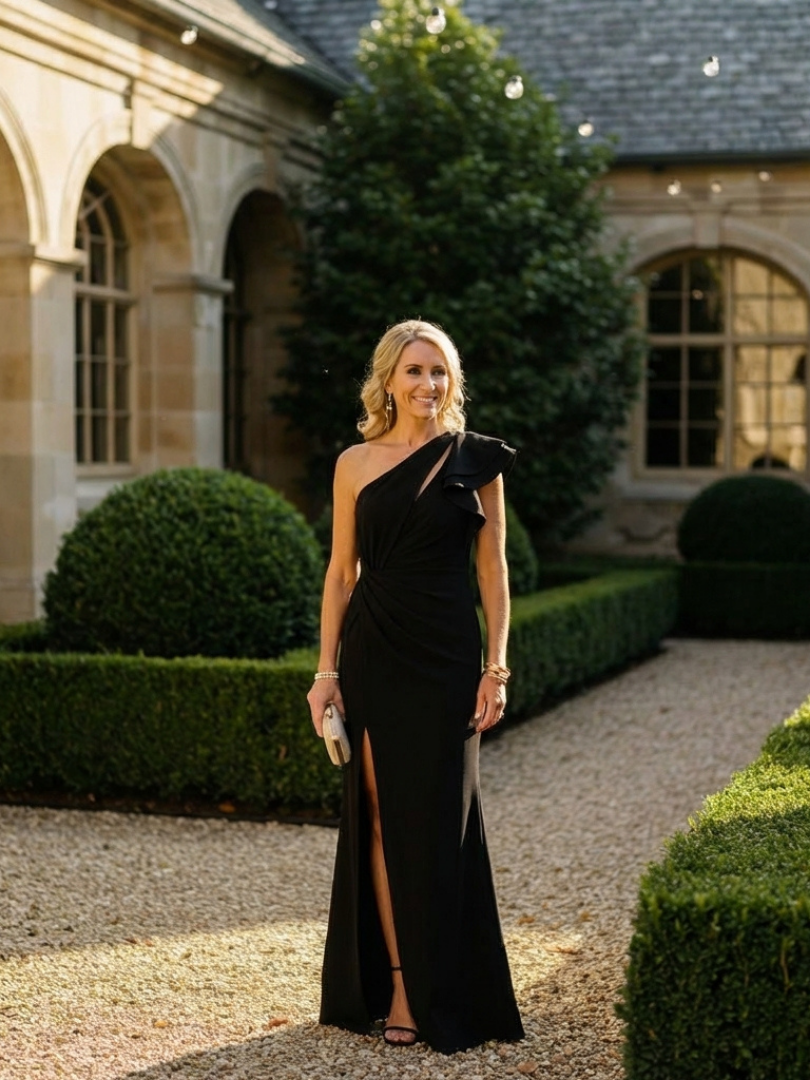 Quenelle | Maxi Dress with One Shoulder and Ruffles