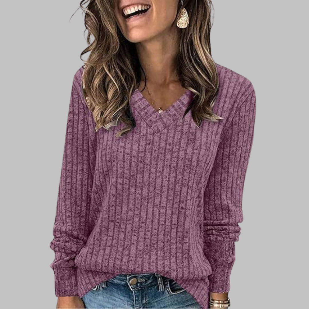 DERI | Comfy V-Neck Long Sleeve Top