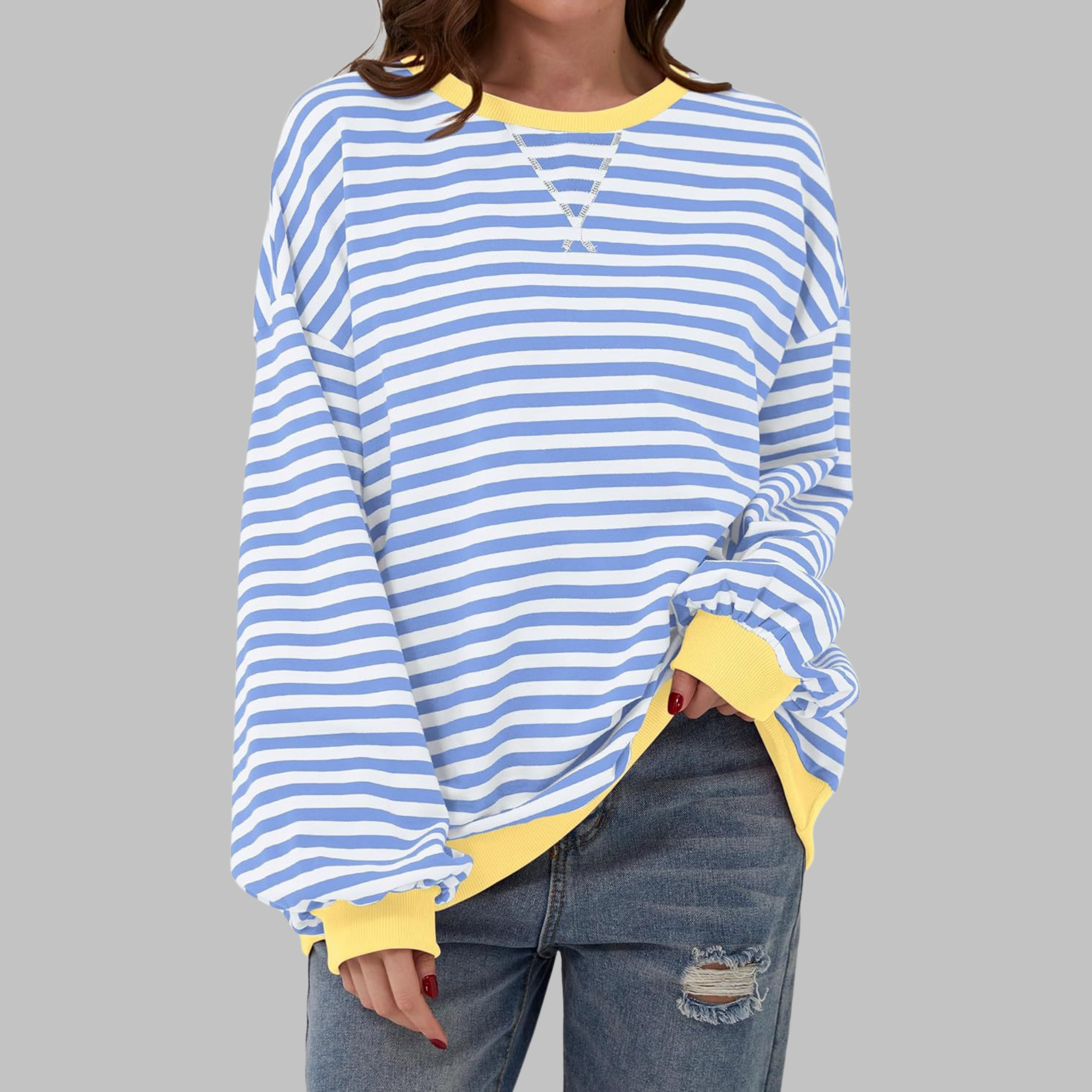 LUKA | Casual Long Sleeve Round Neck Striped Shirt