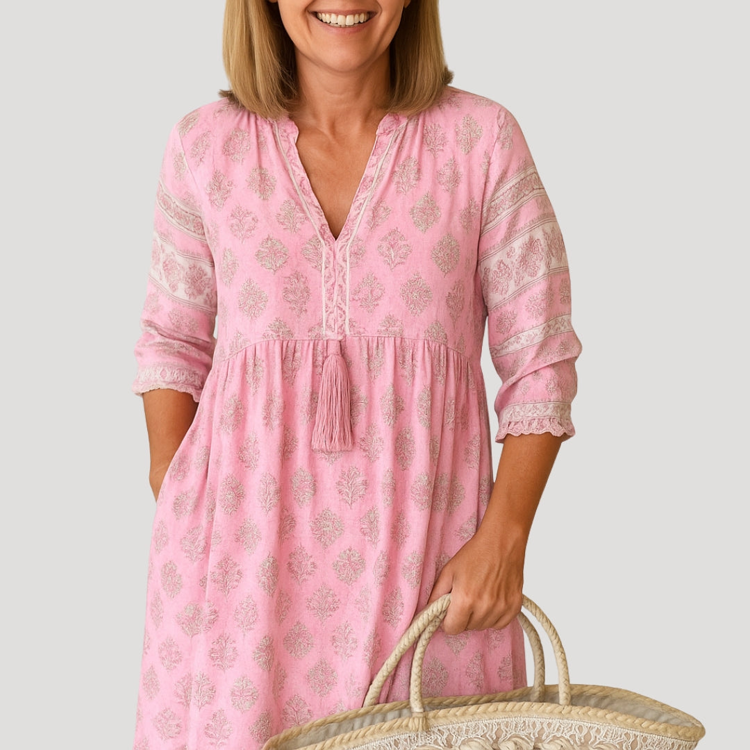 Women's summer midi dress –  beach style with pockets