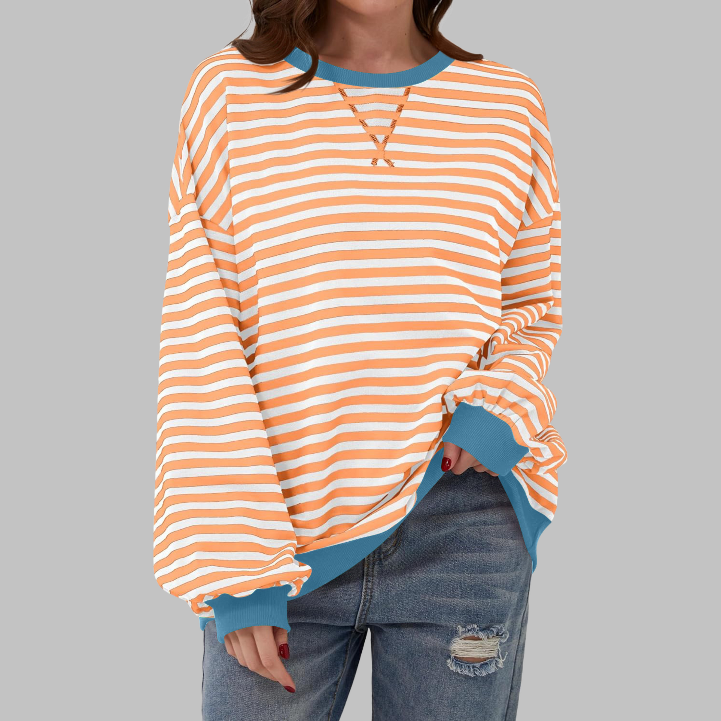 LUKA | Casual Long Sleeve Round Neck Striped Shirt