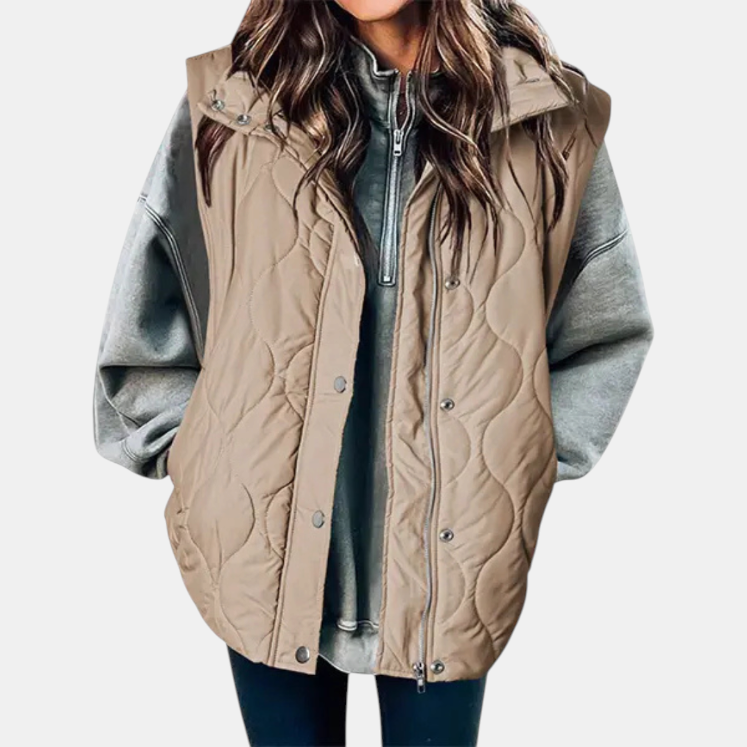 Women's Puffer Vest Quilted Zip Up Snap Button Sleeveless Coat