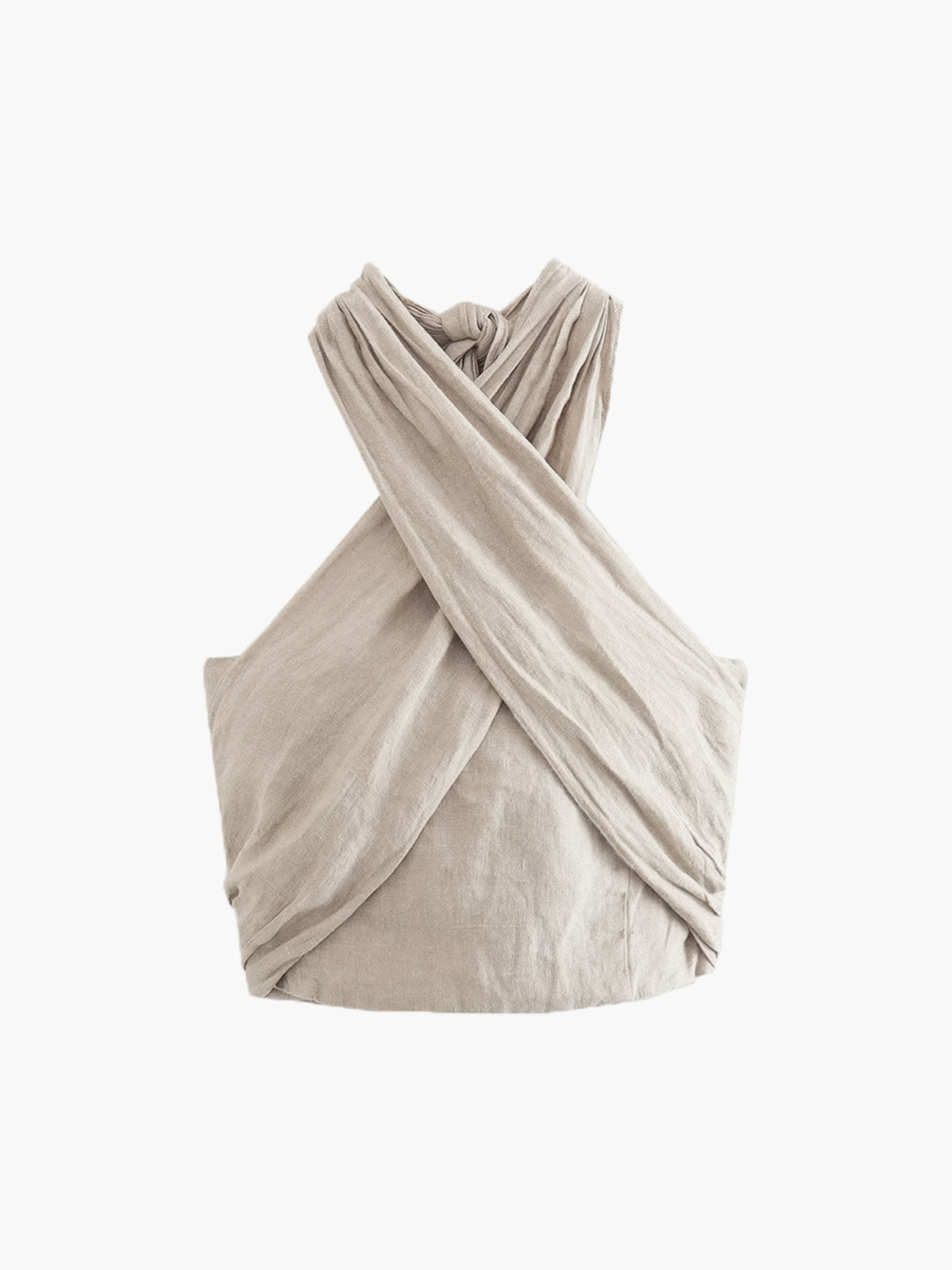 Twist-Front Linen Halter Tank